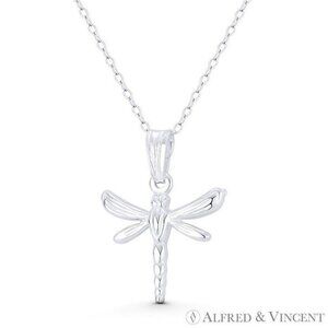 Dragonfly Insect Charm Pendant Animism Jewelry in .925 Sterling Silver